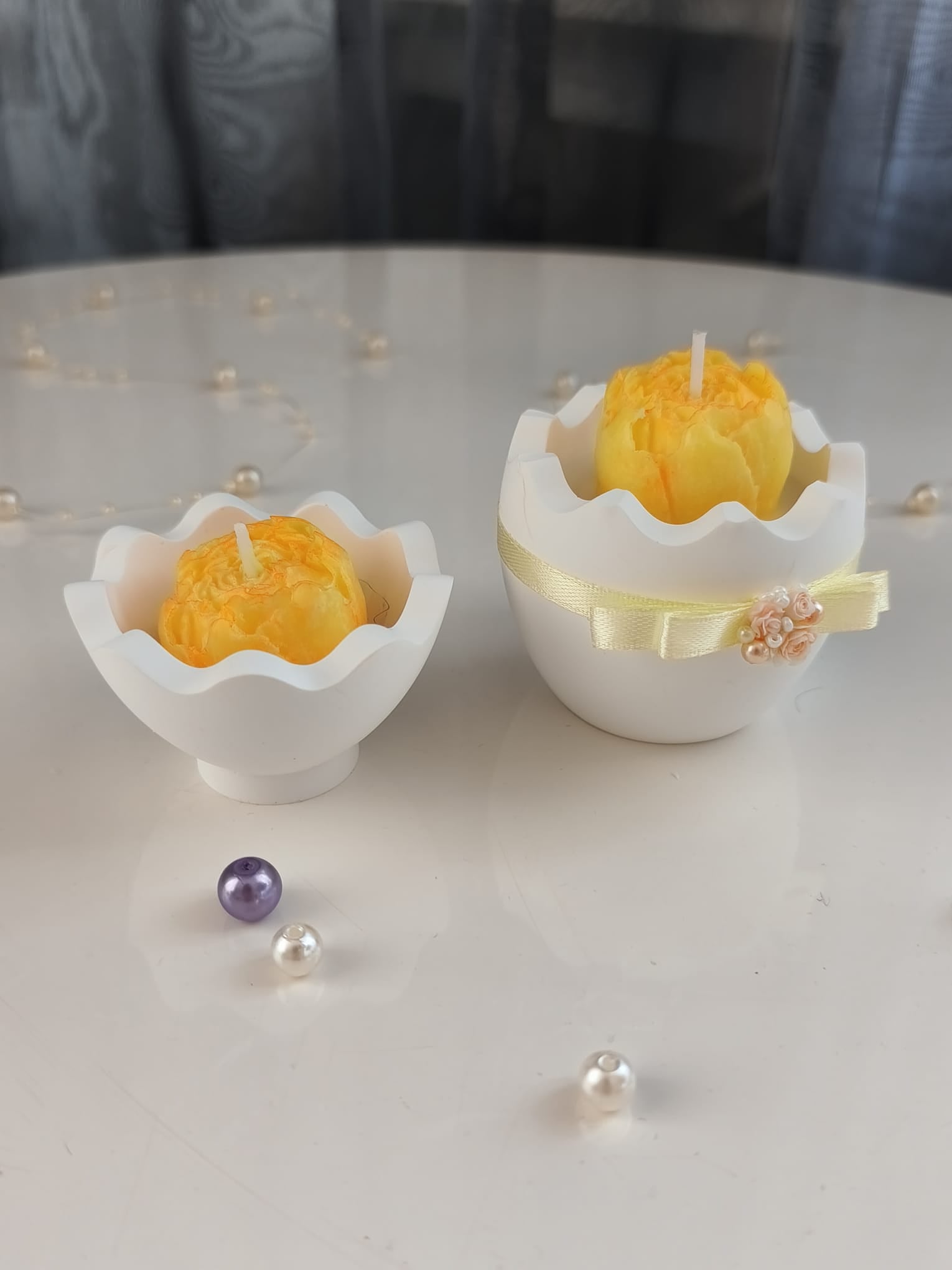 Svíčka pro tebe – Květiny v jesmonitovém vajíčku | Magnolie | Nika's Home