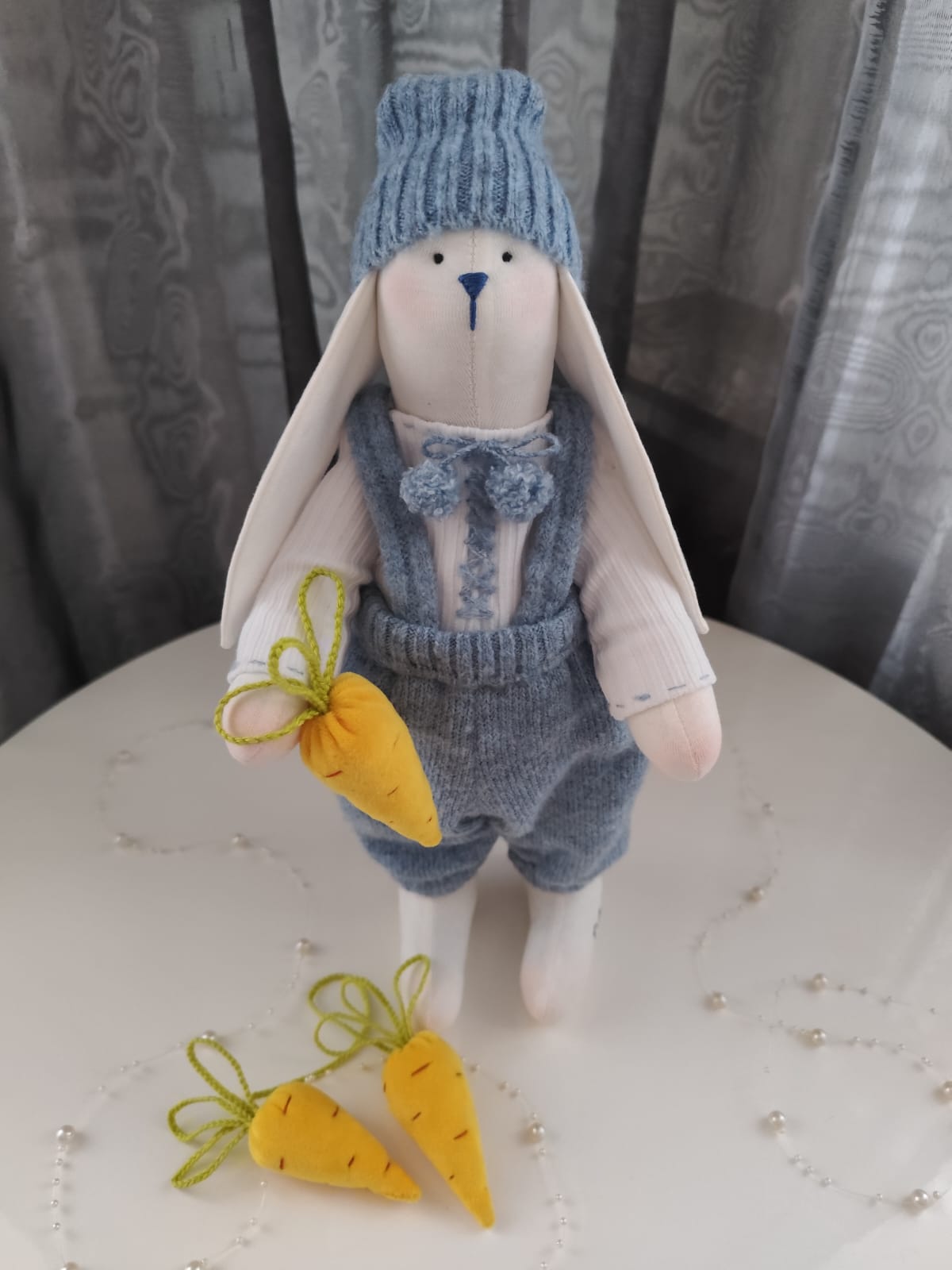 Nikaska Modrá – Ručně vyrobená panenka / králík | 39 cm | Nika's Home