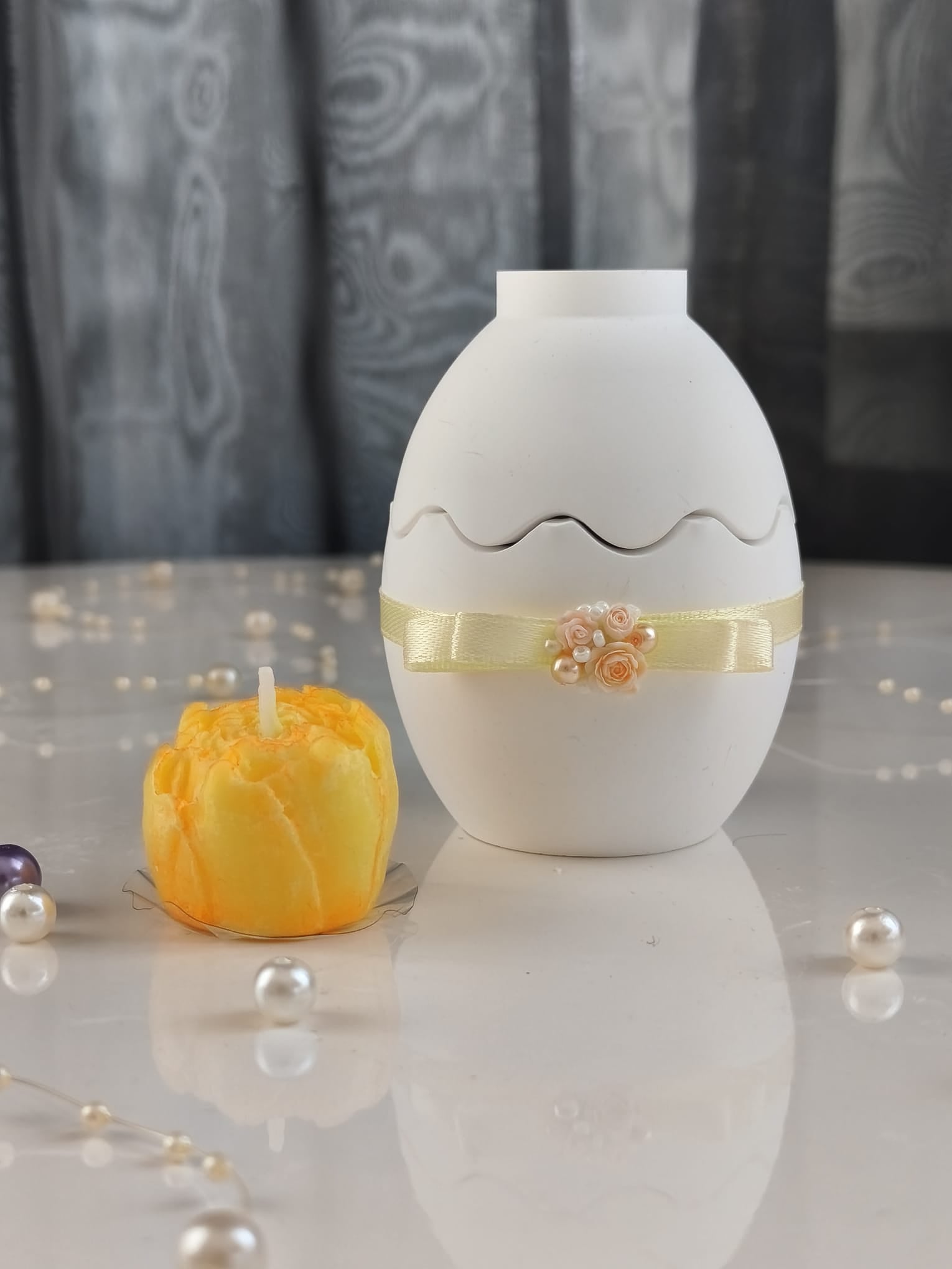 Svíčka pro tebe – Květiny v jesmonitovém vajíčku | Magnolie | Nika's Home