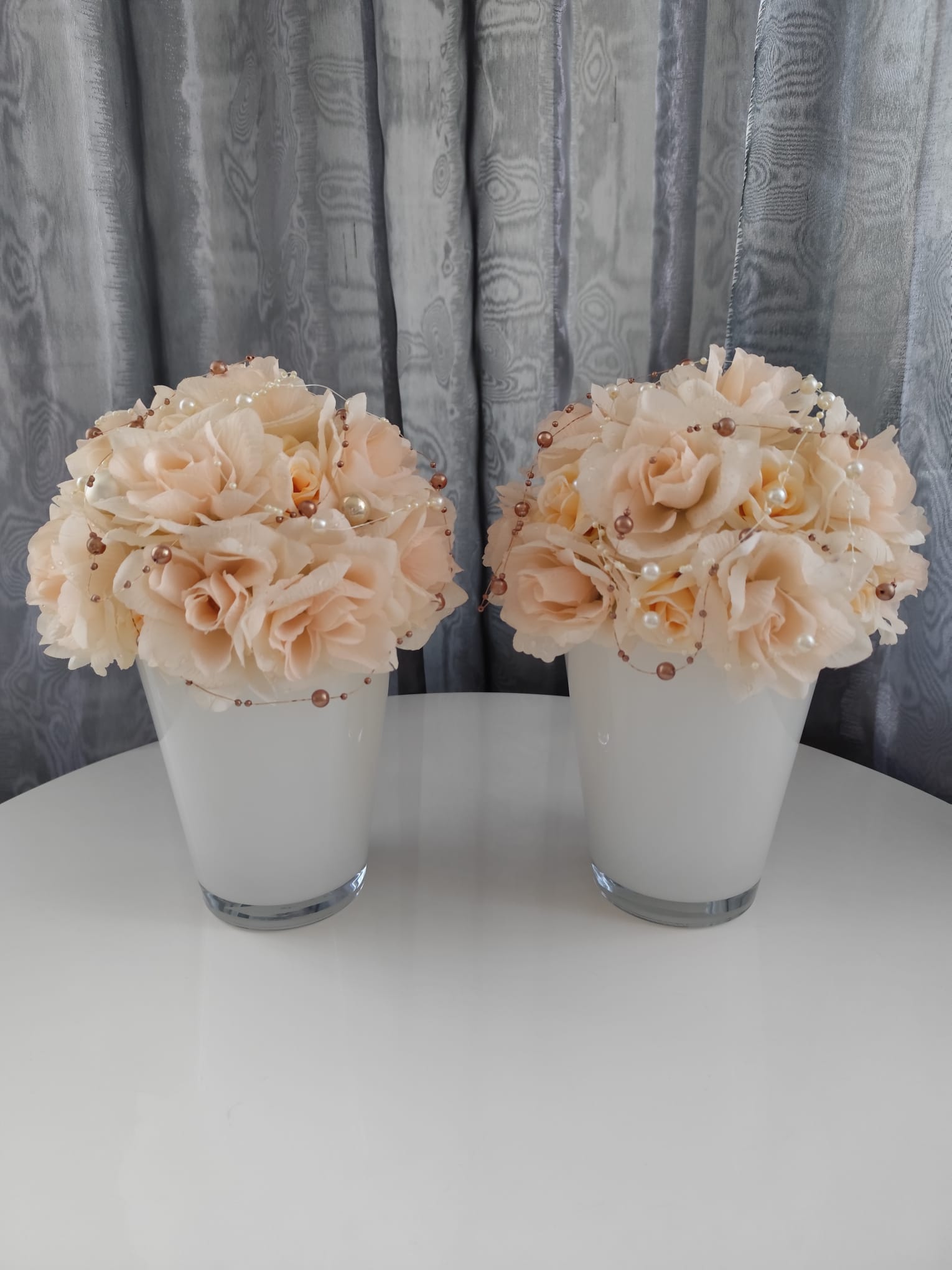 Ikebana + váza velká (31 cm x 21 cm) bílo-růžová | Steampunk, Vintage, Industrial