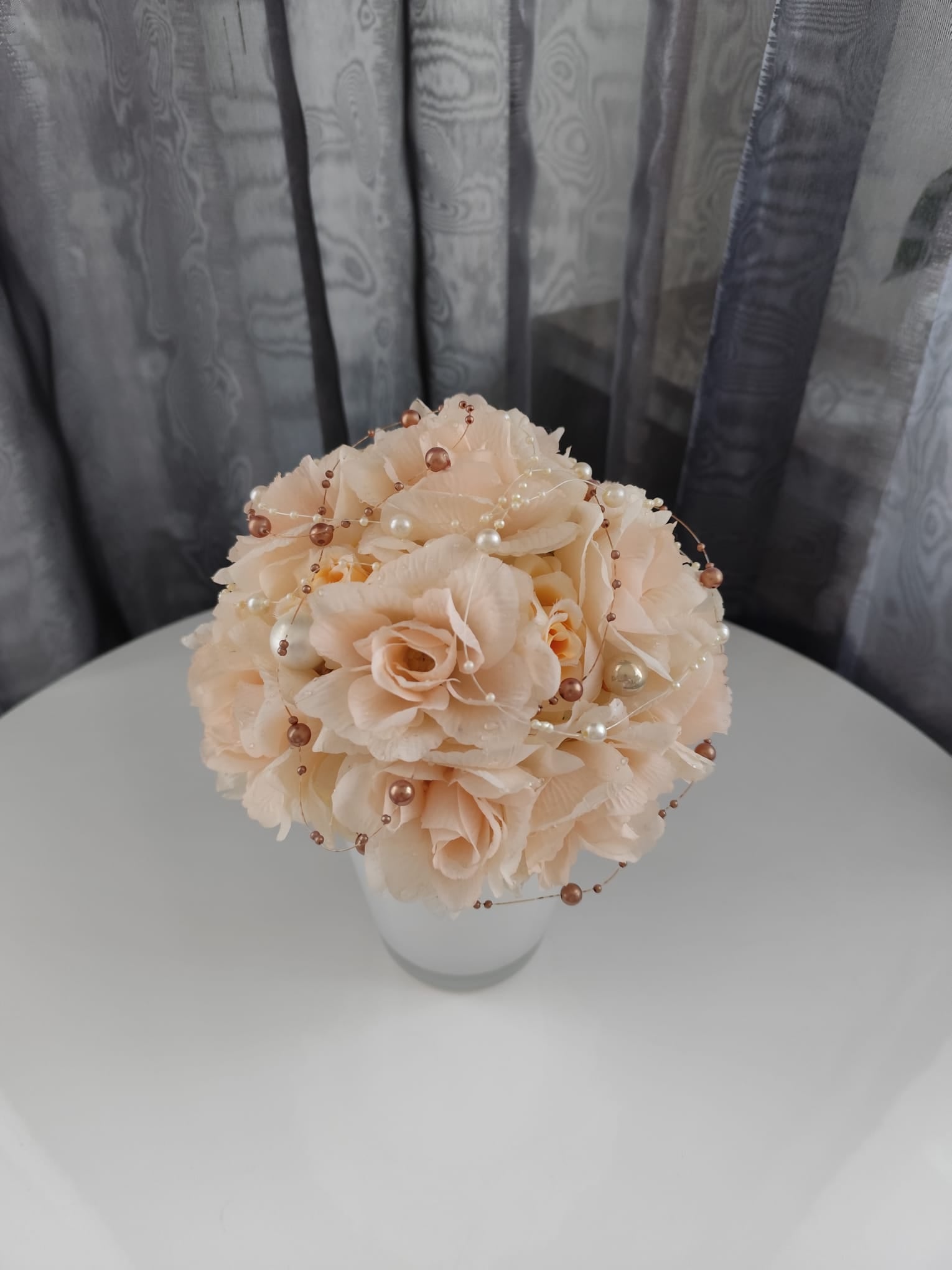 Ikebana + váza velká (31 cm x 21 cm) bílo-růžová | Steampunk, Vintage, Industrial