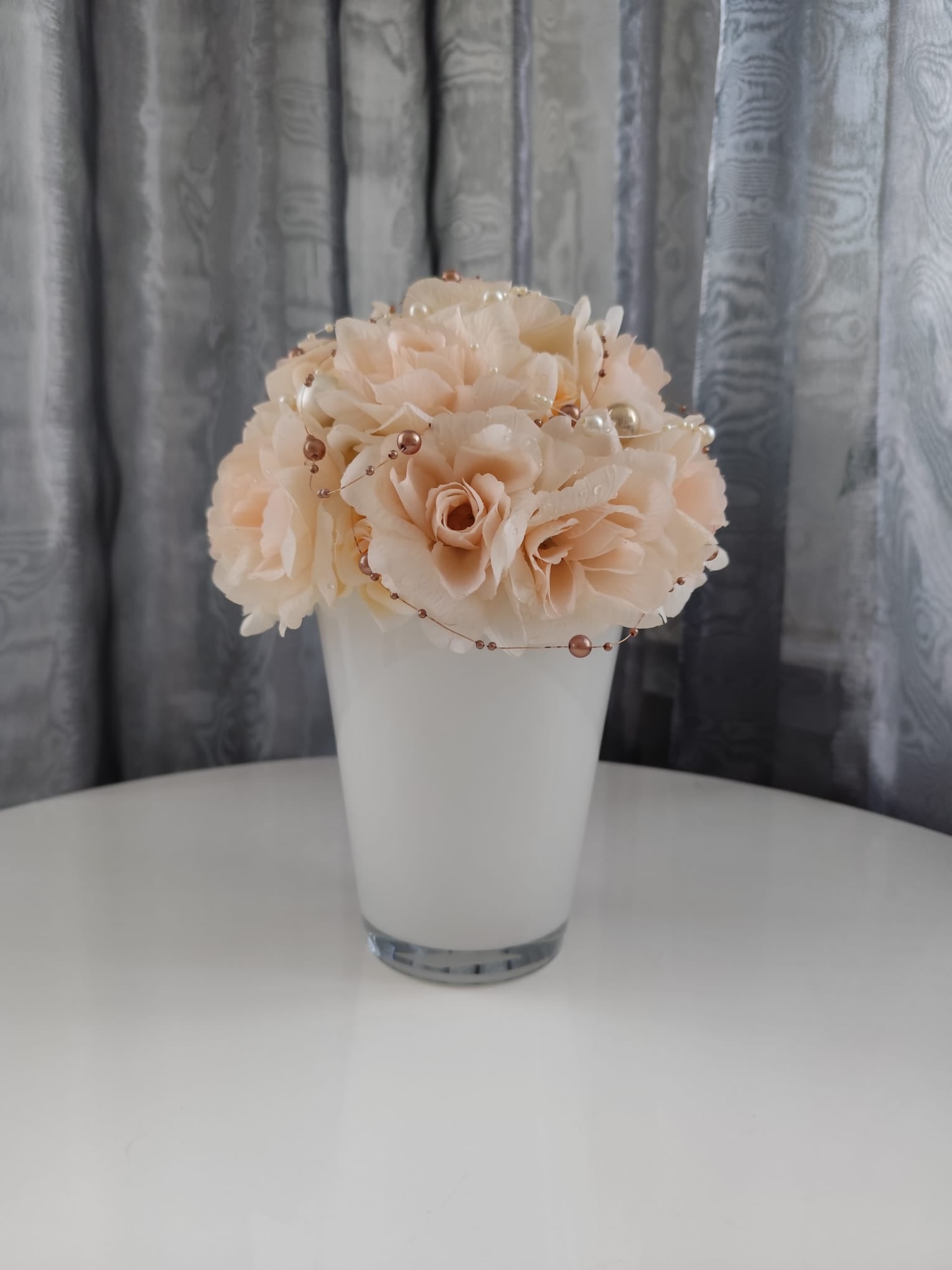 Ikebana + váza velká (31 cm x 21 cm) bílo-růžová | Steampunk, Vintage, Industrial