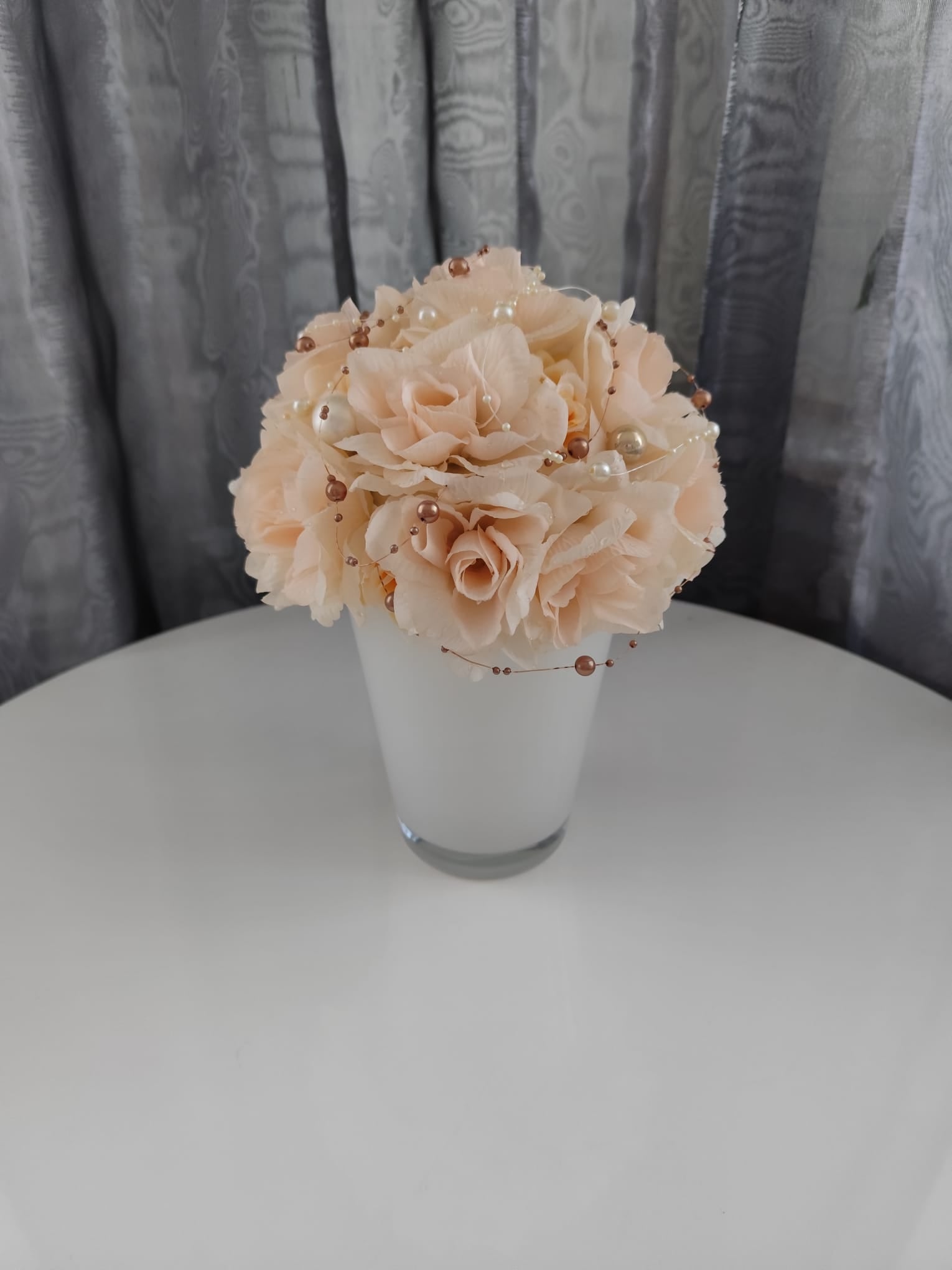 Ikebana + váza velká (31 cm x 21 cm) bílo-růžová | Steampunk, Vintage, Industrial