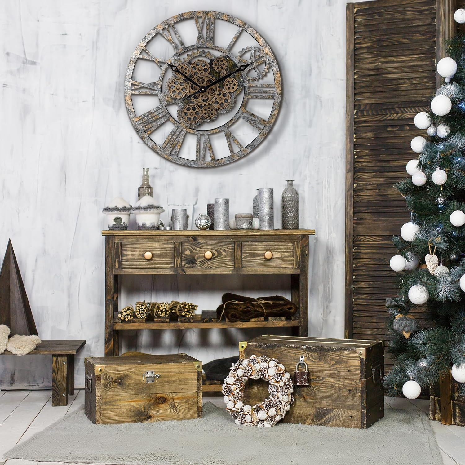 Nástěnné hodiny Steampunk – Stáro-zlaté 58 cm | Vintage Industrial | Nika's Home