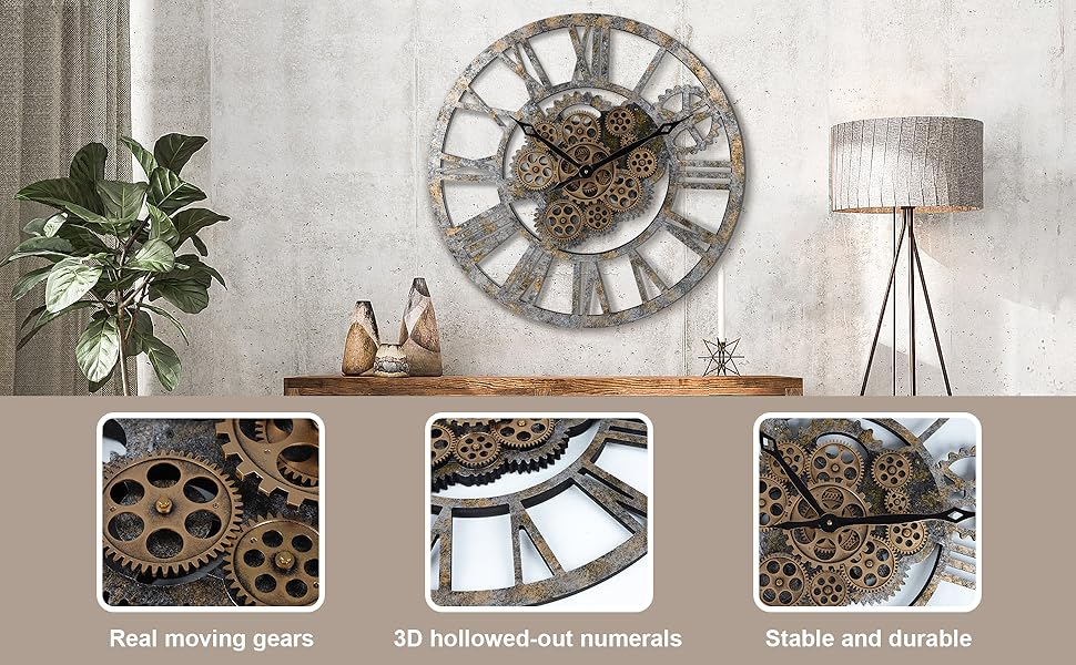 Nástěnné hodiny Steampunk – Černo-zlaté 58 cm | Vintage Industrial | Nika's Home