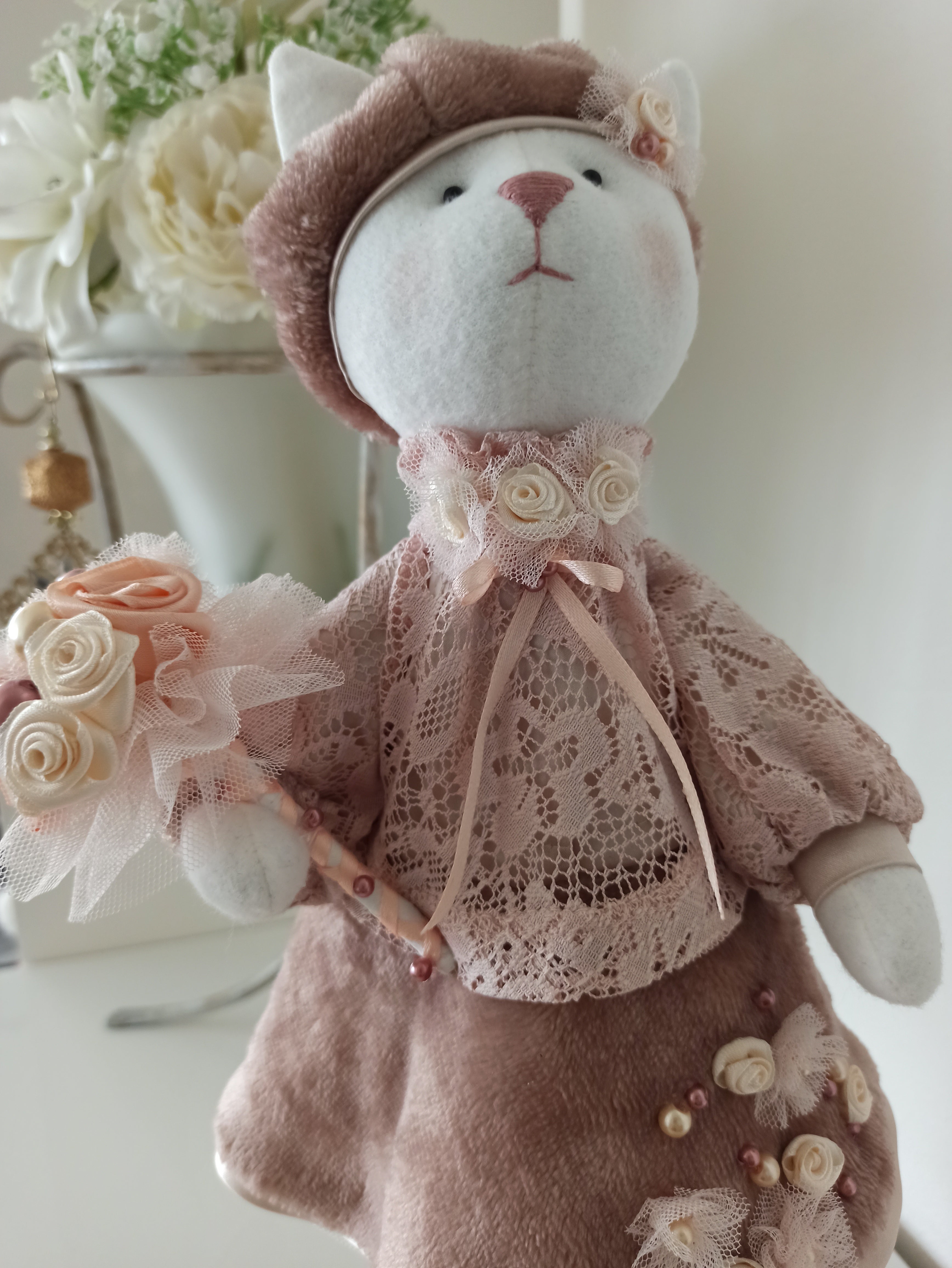 Nikaska Kočička Růžová – Ručně vyrobená panenka | 39 cm | Nika's Home