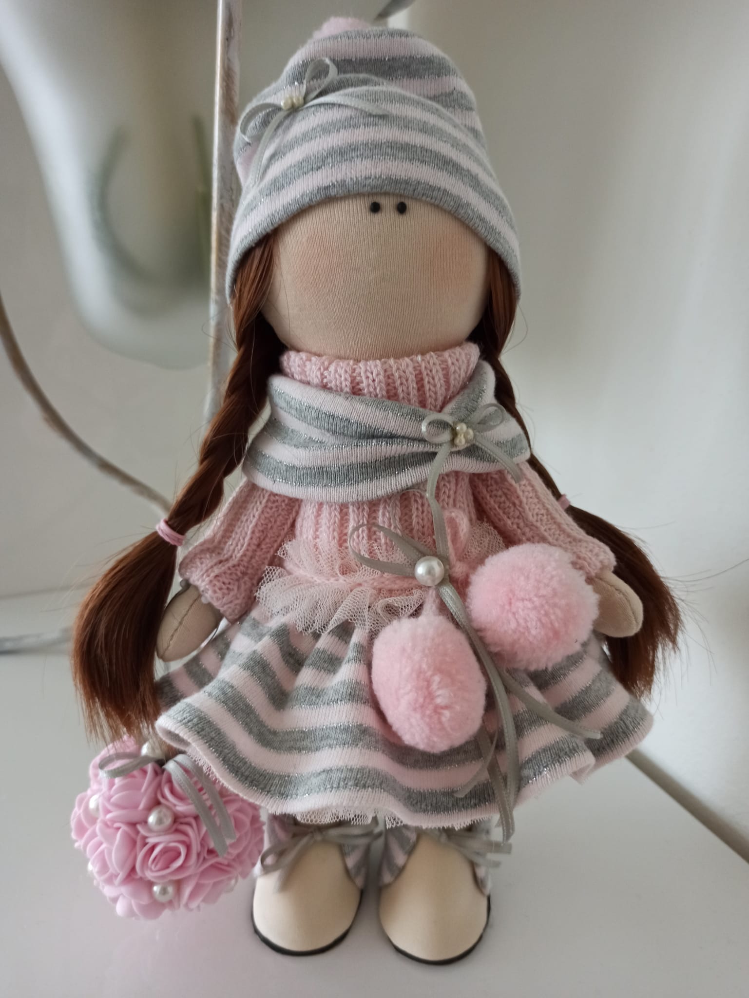 Nikaska Růžová – Ručně vyrobená panenka | 26 cm | Nika's Home