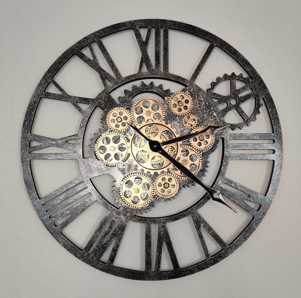 Nástěnné hodiny Steampunk – Černo-zlaté 58 cm | Vintage Industrial | Nika's Home