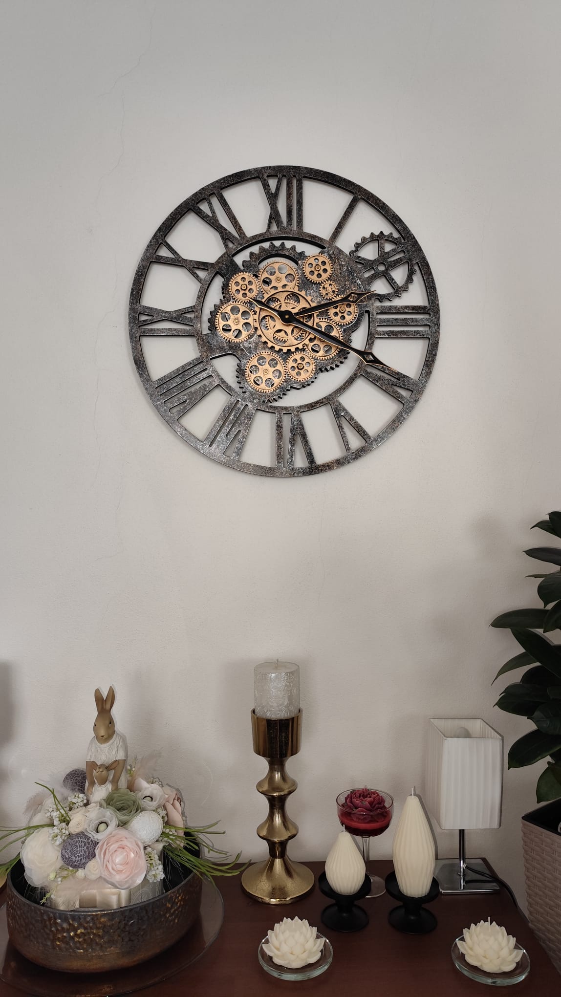 Nástěnné hodiny Steampunk – Černo-zlaté 58 cm | Vintage Industrial | Nika's Home