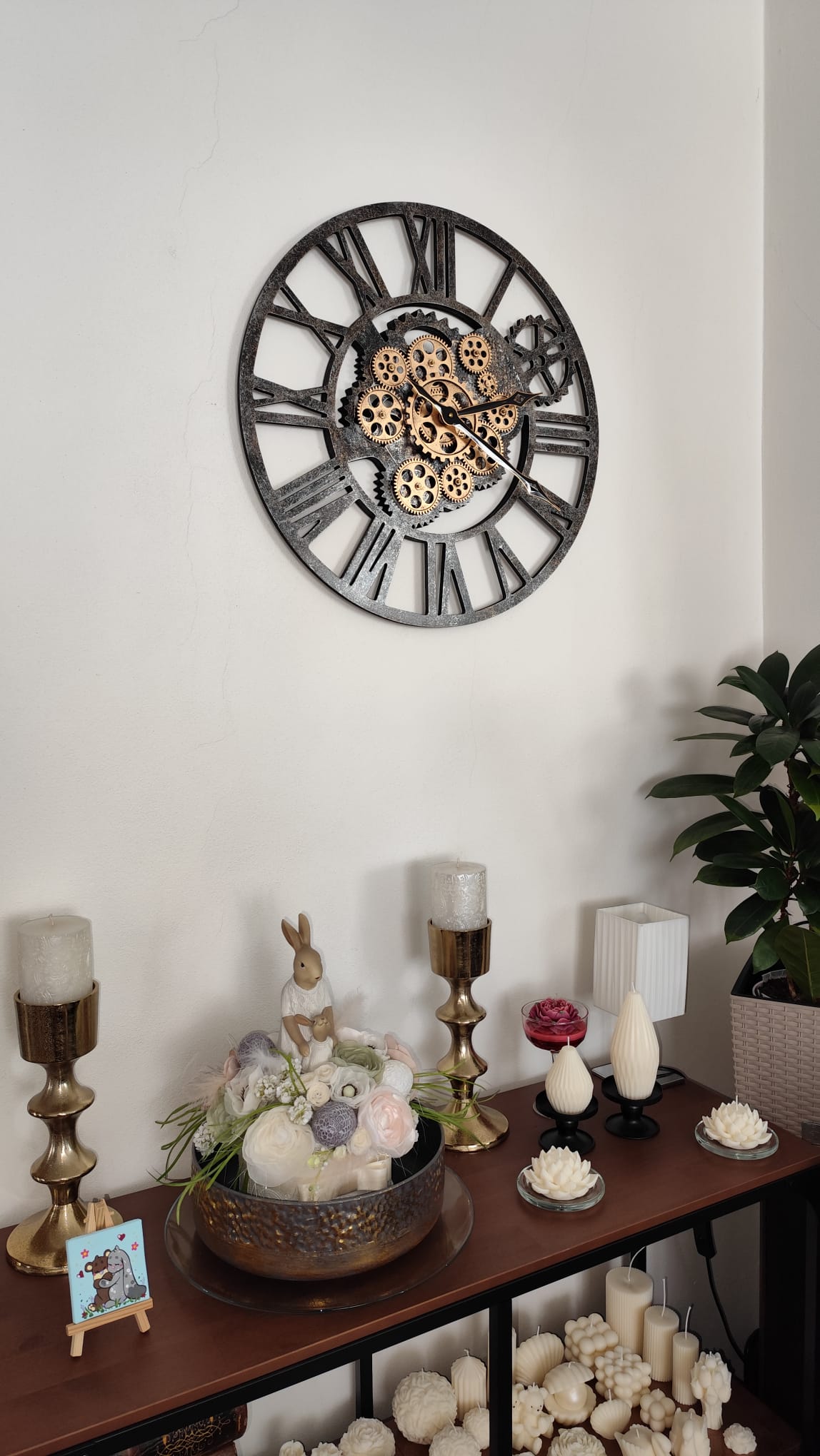 Nástěnné hodiny Steampunk – Černo-zlaté 58 cm | Vintage Industrial | Nika's Home