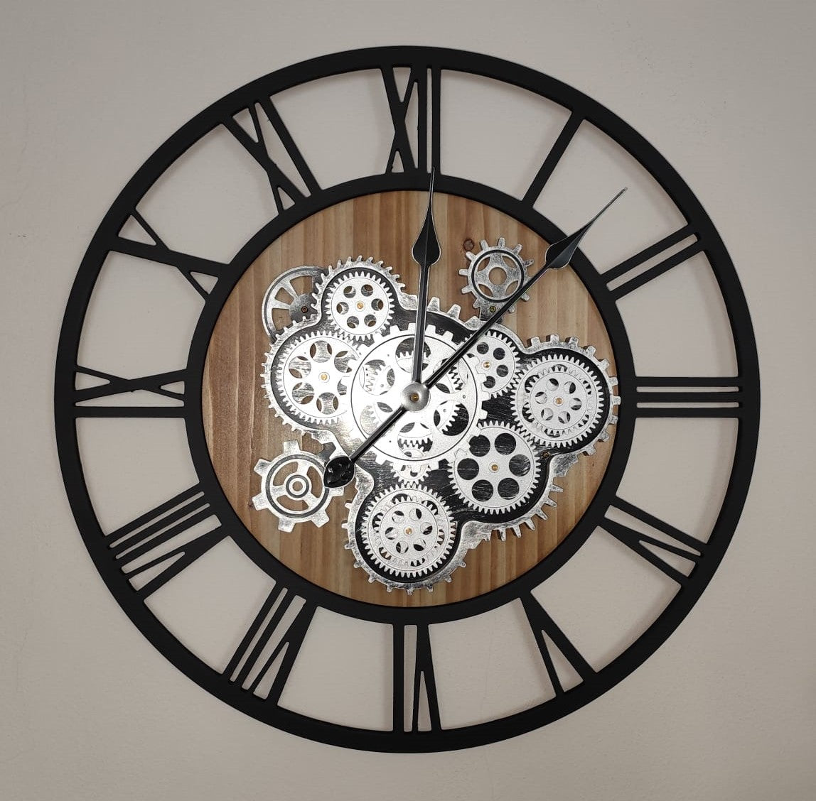 Nástěnné hodiny Steampunk – Černo-stříberné 58 cm | Vintage Industrial | Nika's Home