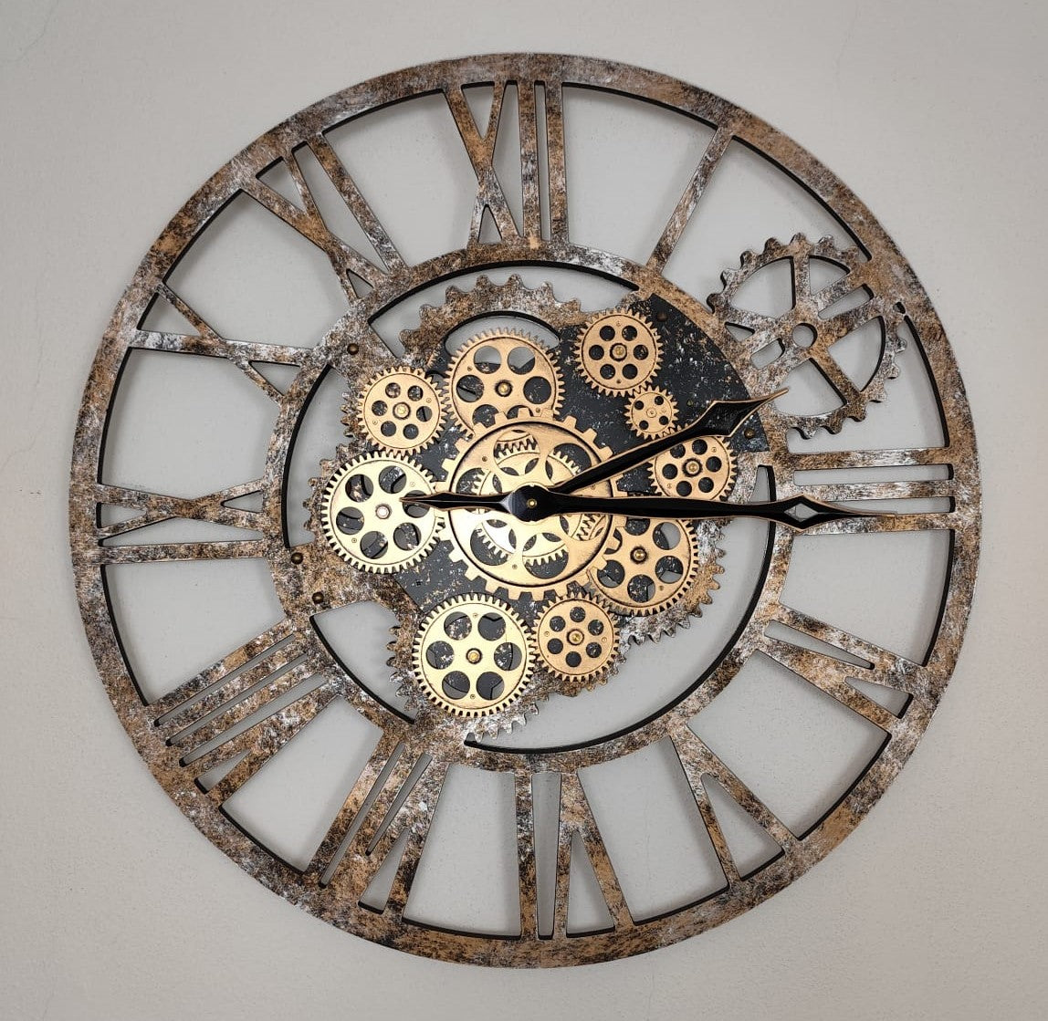 Nástěnné hodiny Steampunk – Stáro-zlaté 58 cm | Vintage Industrial | Nika's Home