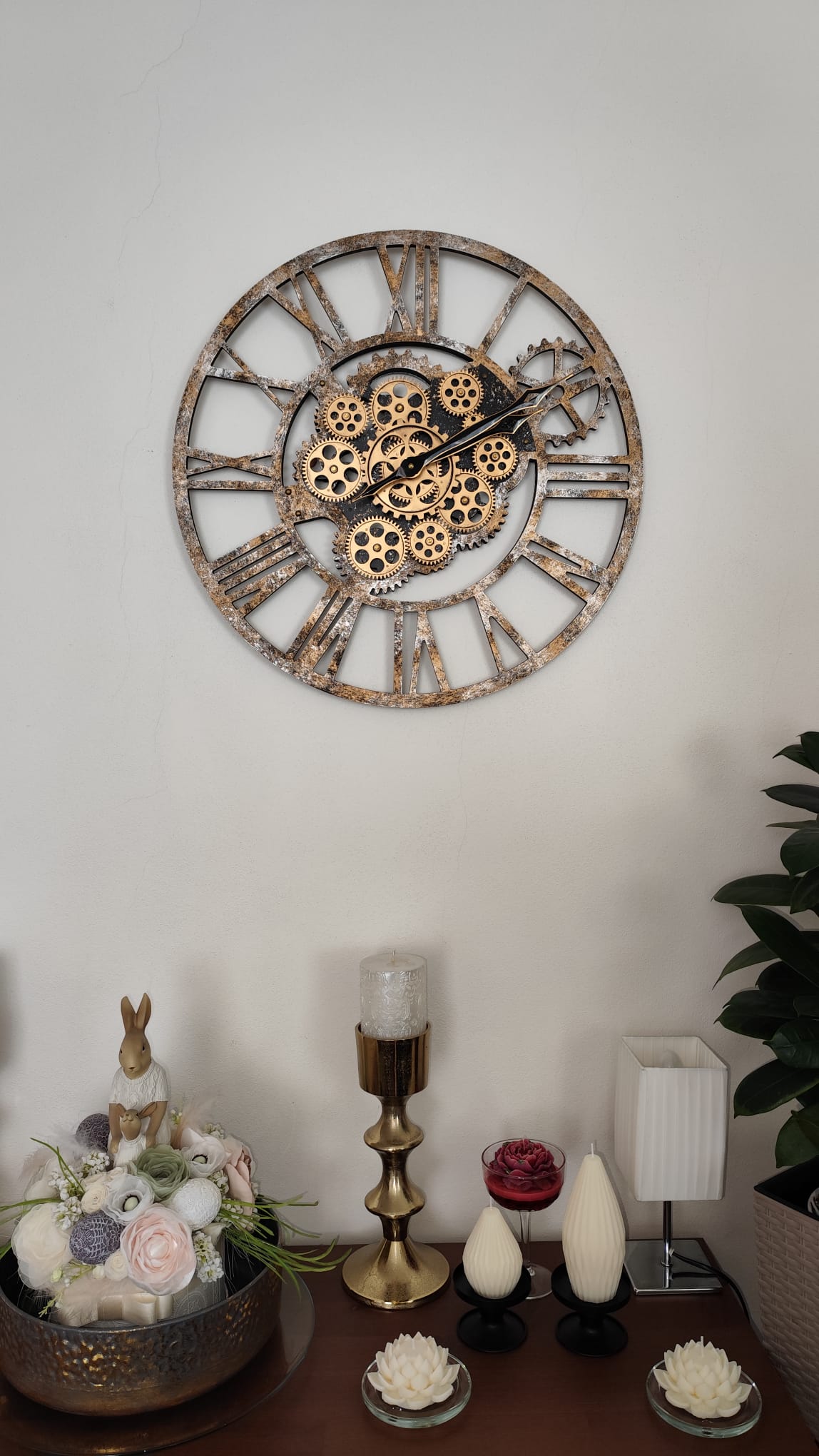 Nástěnné hodiny Steampunk – Stáro-zlaté 58 cm | Vintage Industrial | Nika's Home