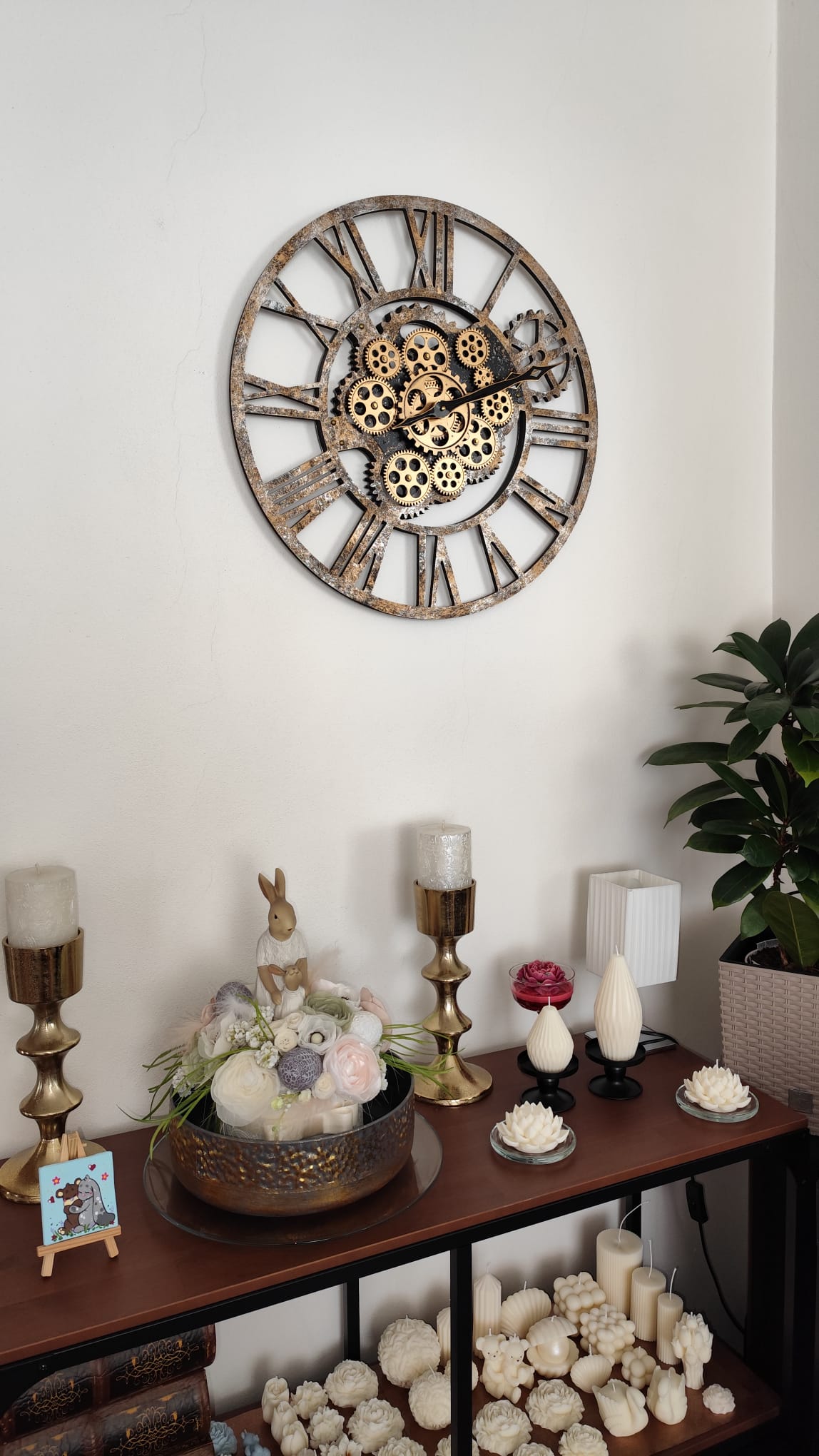 Nástěnné hodiny Steampunk – Stáro-zlaté 58 cm | Vintage Industrial | Nika's Home