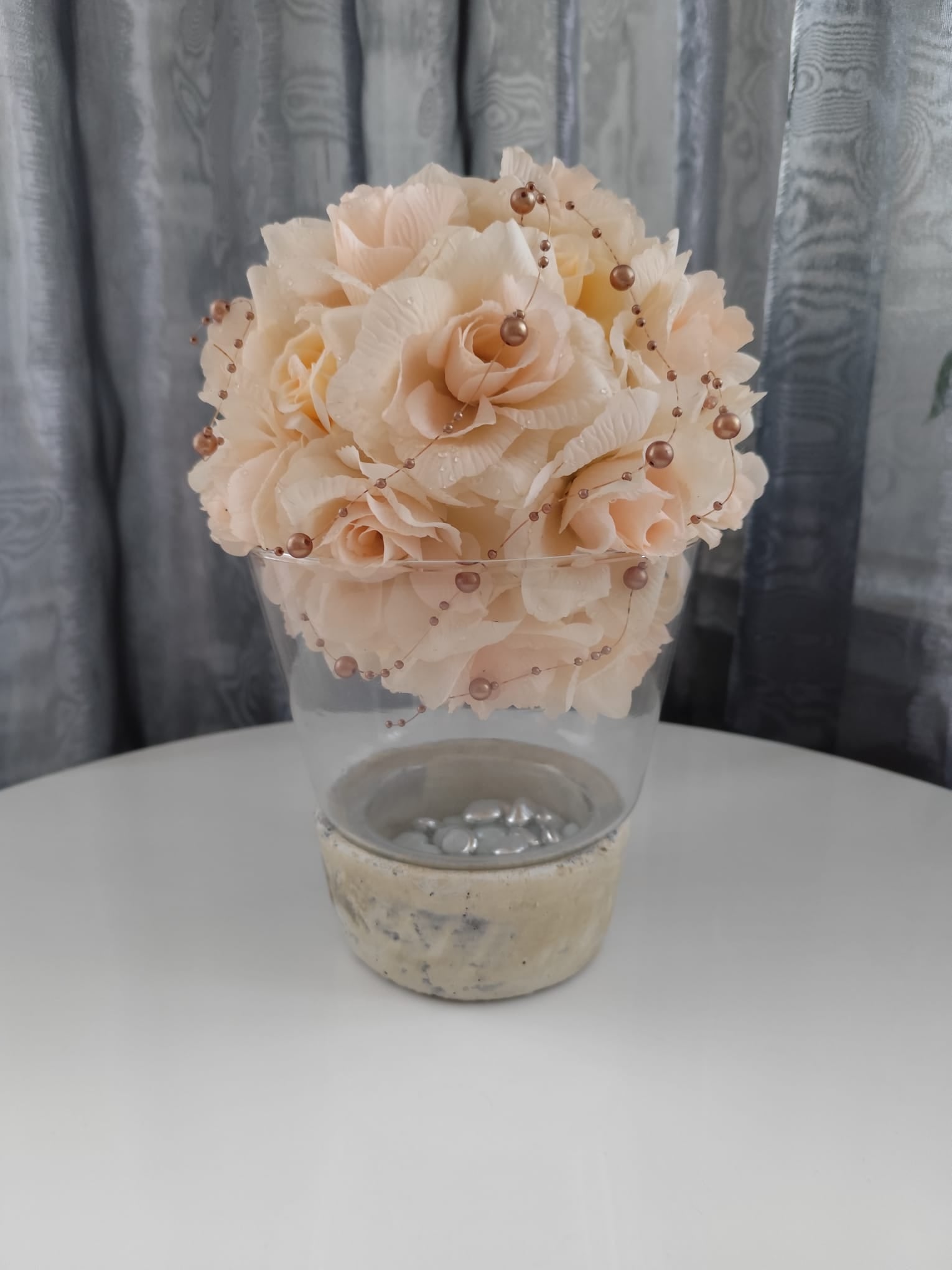 Ikebana + váza velká (31 cm x 21 cm) béžovo-růžová | Steampunk, Vintage, Industrial