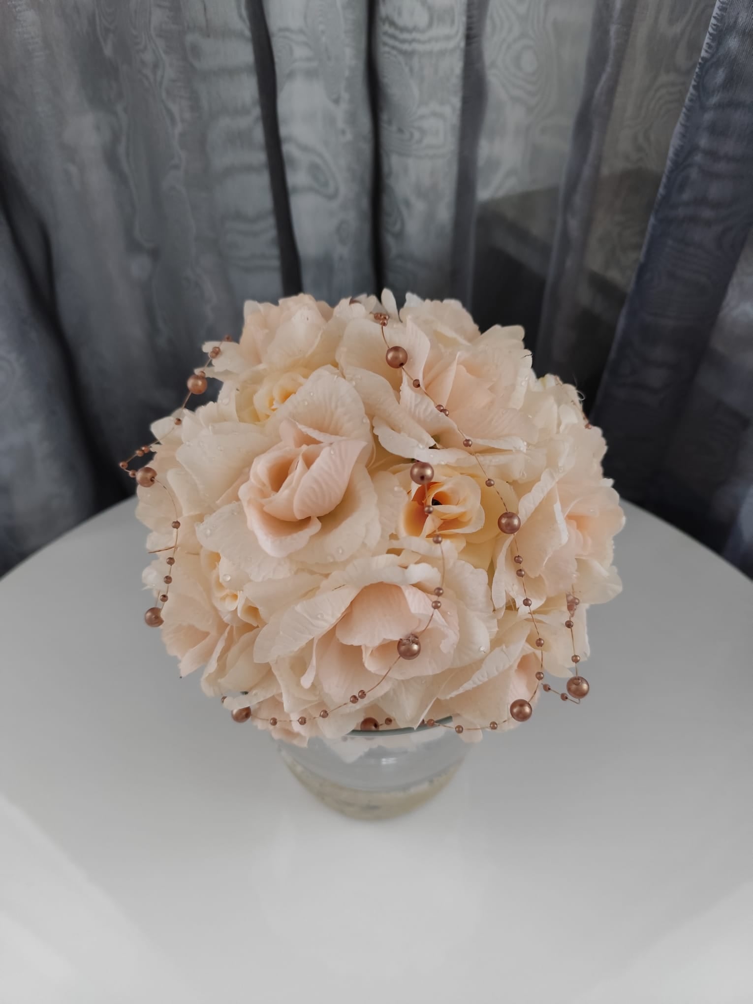 Ikebana + váza velká (31 cm x 21 cm) béžovo-růžová | Steampunk, Vintage, Industrial