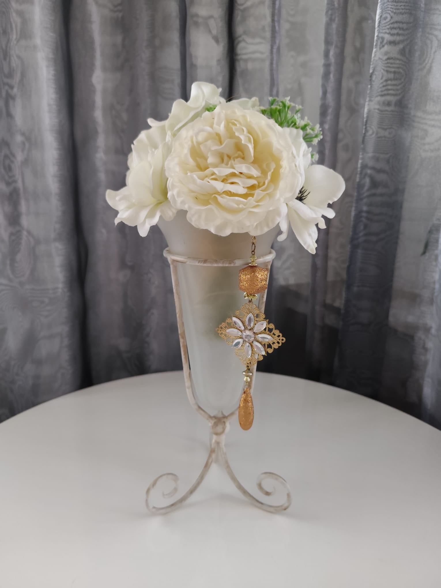 Ikebana + Váza Velká 40×23 cm – Smetanová | Steampunk, Vintage | Nika's Home