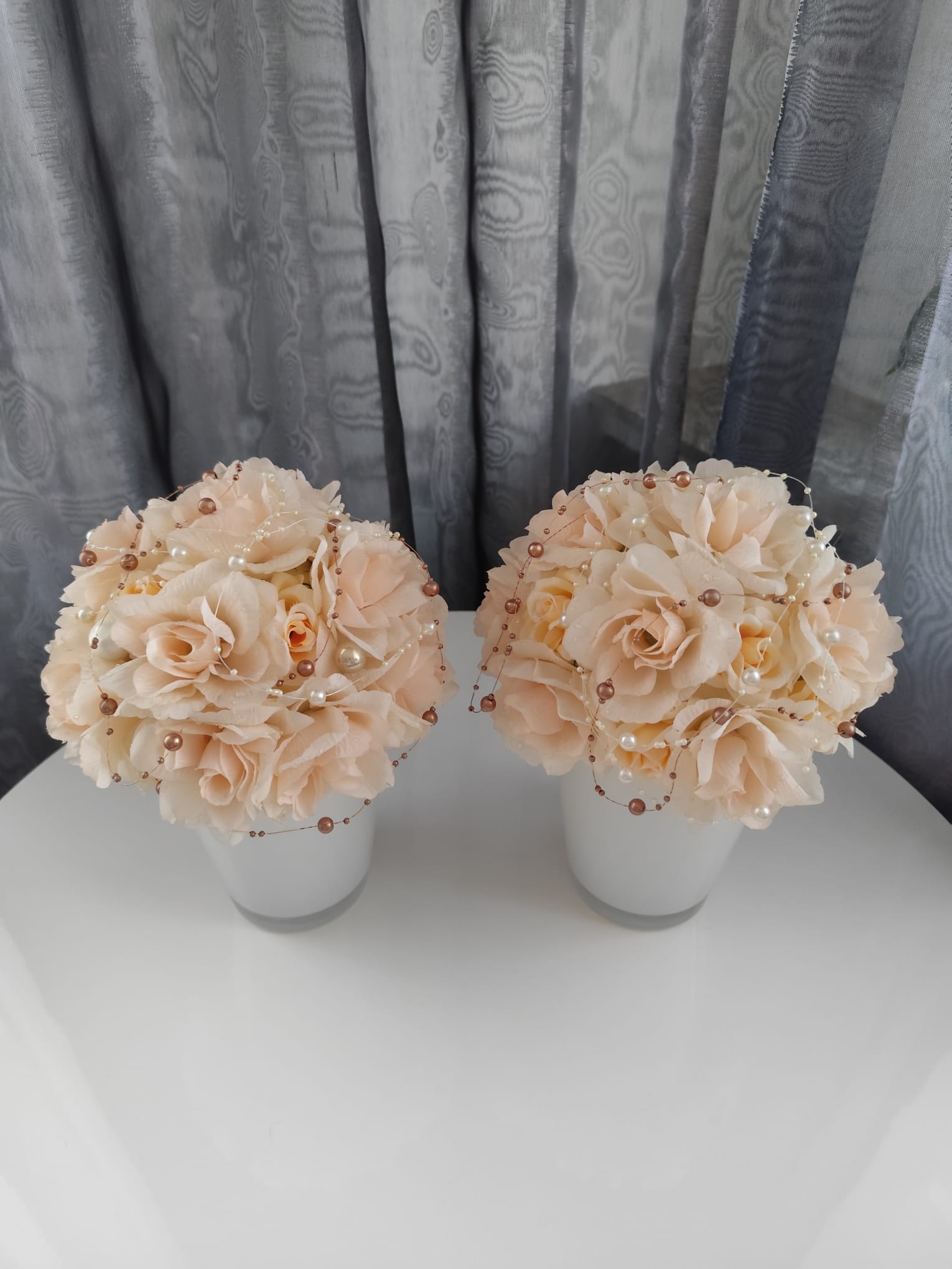 Ikebana + váza velká (31 cm x 21 cm) bílo-růžová | Steampunk, Vintage, Industrial